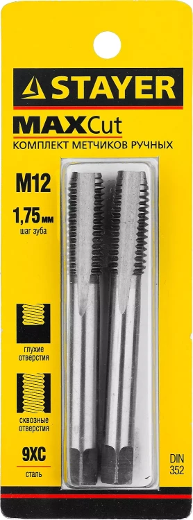 Комплект метчиков STAYER "MASTER", сталь 9ХС, М12х1,75, 2 шт 28025-12-1.75-H2 купить в Надыме