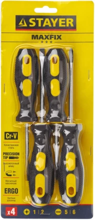 Набор STAYER "MASTER": Отвертки слесарные, двухкомпонентная рукоятка, магнитный наконечник, 4шт 2513-H4_z01 купить в Надыме