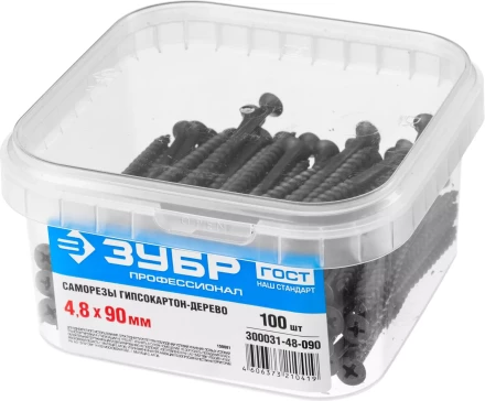 Саморезы фосфатированные с крупной резьбой, гипсокартон-дерево, ЗУБР 300031-48-090, PH2, 4,8 x 90 мм, 100 шт 300031-48-090 купить в Надыме