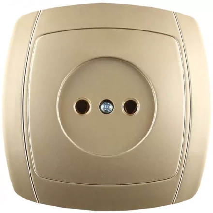 Розетка СВЕТОЗАР "АКЦЕНТ" одинарная в сборе, без заземления, цвет золотой металлик, 16А/~250В SV-54200-GM купить в Надыме