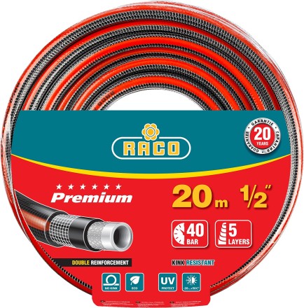 Шланг RACO &quot;PREMIUM&quot; поливочный, 40атм., армированный, 3-х слойный, 1/2&quot;х20м 40300-1/2-20 купить в Надыме