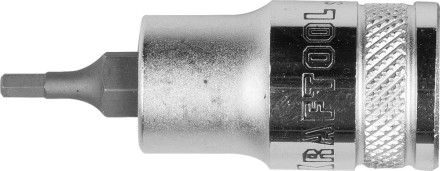 Торцовая бита-головка KRAFTOOL &quot;INDUSTRIE QUALITAT&quot;, материал S2, HEX, сатинированная, 1/2&quot;, H3 27908-03_z01 купить в Надыме