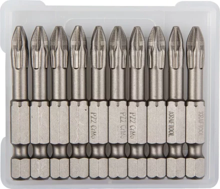 Биты "ЕХPERT" торсионные кованые, обточенные, KRAFTOOL 26123-2-50-10, Cr-Mo сталь, тип хвостовика E 1/4", PZ2, 50мм, 10шт 26123-2-50-10 купить в Надыме