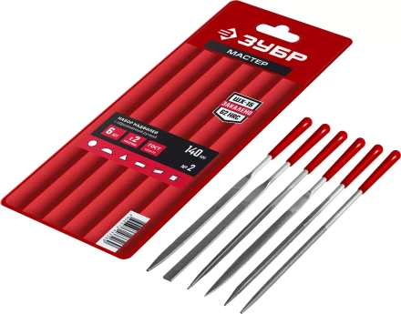 ЗУБР 6 шт, 140 мм, в чехле, с ручками, набор надфилей (16014-H6) купить в Надыме