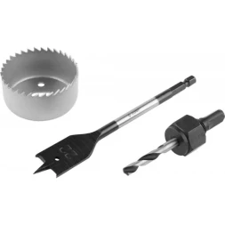 Набор ЗУБР "ЭКСПЕРТ" для врезки замков. Коронка по дереву 54мм, державка с центр. сверлом, перьевое сверло 22мм, 3 пред 2954-54-H3_z01