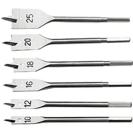 Набор сверл перовых по дереву 10-12-16-18-20-25 мм 6 штук 6-гранный хвостовик СИБРТЕХ 704155 купить в Надыме