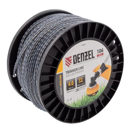 Леска для триммера двухкомпонентная витой квадрат, 4,0мм х 106м, на DIN катушке EXTRA CORD// Denzel 96826 купить в Надыме