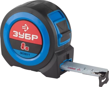 Рулетка ЗУБР, сверхширок полотно, особо длинный вылет, нейлон покрытие, упрочненный двухкомп корпус, 8м/27мм 34059-08-27 купить в Надыме