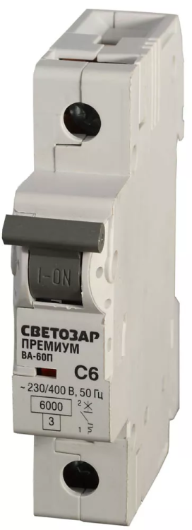 Выключатель автоматический СВЕТОЗАР "ПРЕМИУМ" 1-полюсный, 32 A, "C", откл. сп. 6 кА, 230 / 400 В SV-49021-32-C купить в Надыме