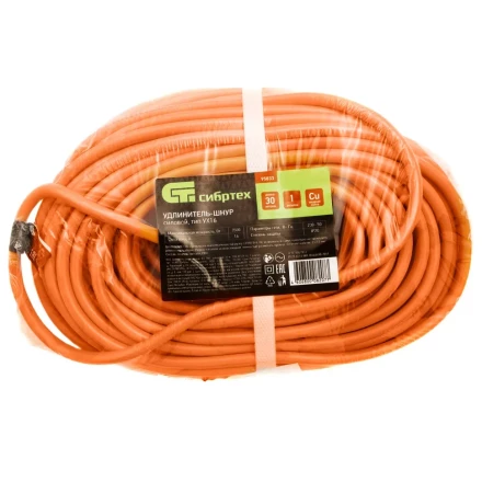 Удлинитель-шнур силовой 30 м Сибртех 95833, 16А, тип УХ16, ПВС, усиленный, 1 розетка без заземления купить в Надыме