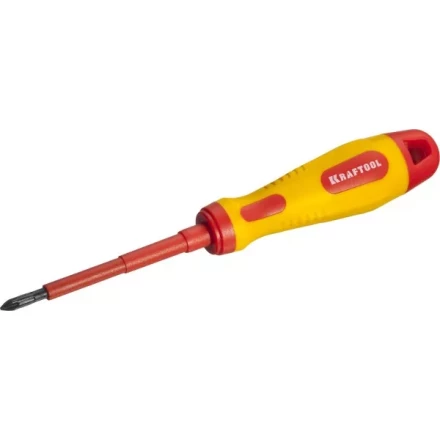 Отвертка KRAFTOOL, высоковольтная, Cr-Mo-V стержень, двухкомпонент. маслобензостойкая рукоятка, PH №1, 80мм 250084-1-080 купить в Надыме