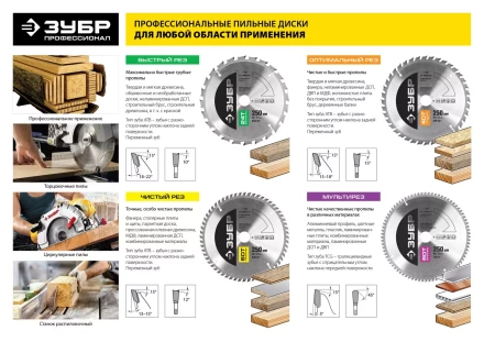 Диск пильный ЗУБР "ПРОФИ" "Чистый рез" по дереву, 60Т, 305х30мм 36852-305-30-60 купить в Надыме