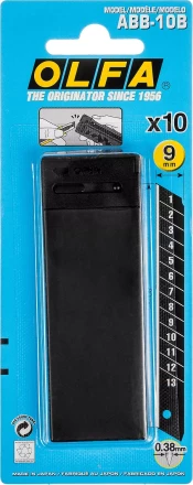 Лезвие OLFA сегментированные BLACK MAX, 9х80х0,38мм, 13 сегментов, 10шт OL-ABB-10B купить в Надыме