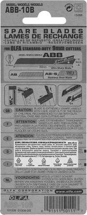 Лезвие OLFA сегментированные BLACK MAX, 9х80х0,38мм, 13 сегментов, 10шт OL-ABB-10B купить в Надыме