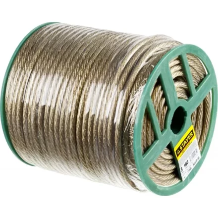 Трос стальной в полимерной оболочке, d=8,0 мм, L=100 м, STAYER Master 30410-80 30410-80 купить в Надыме