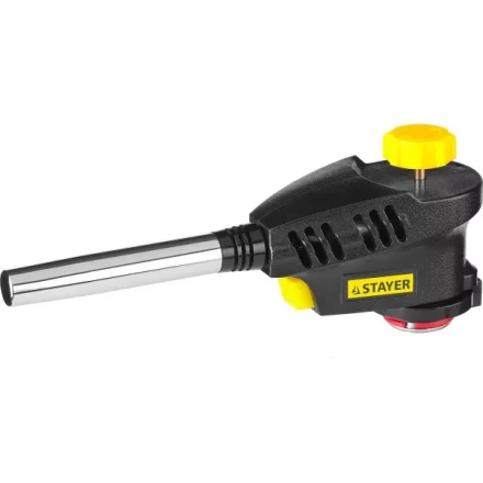 Газовая горелка "ProTerm" на баллон, STAYER "PROFESSIONAL" 55582, с пьезоподжигом, регулировка пламени, вихревое пламя, цанговое соединение, 1300С 55582 купить в Надыме