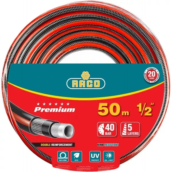Шланг RACO "PREMIUM" поливочный, 40атм., армированный, 3-х слойный, 1/2"х50м 40300-1/2-50 купить в Надыме