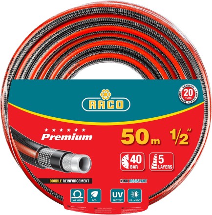 Шланг RACO &quot;PREMIUM&quot; поливочный, 40атм., армированный, 3-х слойный, 1/2&quot;х50м 40300-1/2-50 купить в Надыме