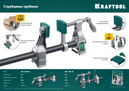 Струбцина KRAFTOOL PC-34-xx трубная 32301-2 купить в Надыме