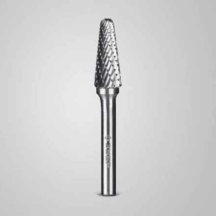 Зубр Твердосплавная борфреза L - конус с закругленным углом 28°, 10 х 25 мм, радиус 2.2 мм (28810-10-25) купить в Надыме
