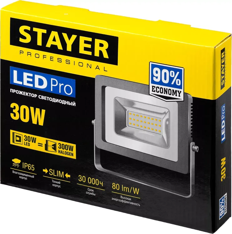 Прожектор LEDPro светодиодный, STAYER Profi 57131-30, 30Вт 57131-30 купить в Надыме