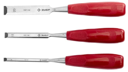 Набор ЗУБР Стамески "МАСТЕР" с пластмассовой ручкой, 8; 12; 20мм, 3шт 18094-H3 купить в Надыме