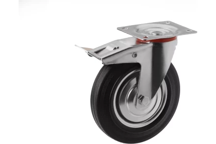 Аппаратное поворотное колесо с тормозом HITCH 160*36 резина черная SCb63 (SZ084868) купить в Надыме