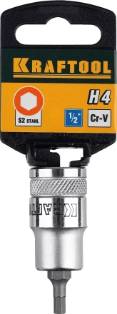Торцовая бита-головка KRAFTOOL "INDUSTRIE QUALITAT", материал S2, HEX, сатинированная, 1/2", H4 27908-04_z01 купить в Надыме