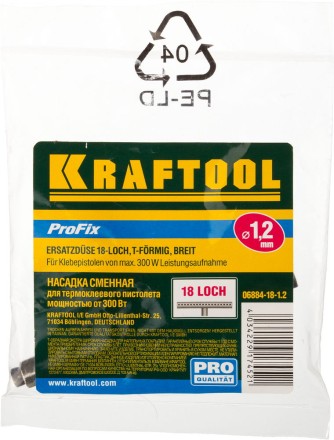 Насадка сменная KRAFTOOL &quot;PRO&quot; для клеевых (термоклеящих) пистолетов, Т-образн насадка для напол покрыт, 18 отверстий d=1,2мм 06884-18-1.2 купить в Надыме