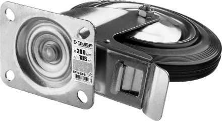 ЗУБР d 200 мм, г/п 185 кг, игольчатый подшипник, резина/металл, поворотное колесо c тормозом, Профессионал (30936-200-B) купить в Надыме