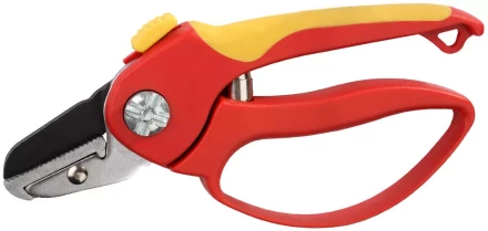 Секатор GRINDA двухкомпонентные ручки, обычный механизм, с эфесом, прямые лезвия с упорной наковальней, 205мм 8-423227_z01 купить в Надыме