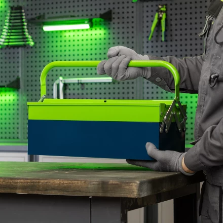 Ящик для инструмента Сибртех 90750, 430 х 200 х 160 мм, три секции, металлический купить в Надыме