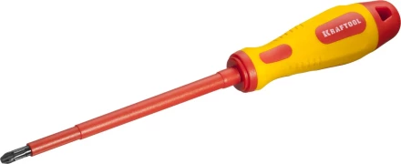 Отвертка KRAFTOOL, высоковольтная, Cr-Mo-V стержень, двухкомпонент. маслобензостойкая рукоятка, PH №3, 150мм 250084-3-150 купить в Надыме