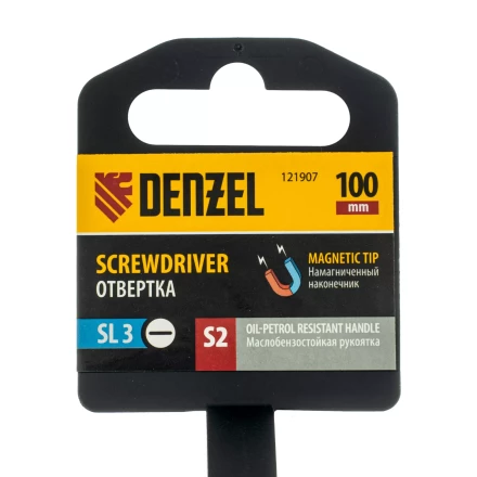 Отвертка, SL3х100 мм, S2, 3к рукоятка Denzel 121907 купить в Надыме