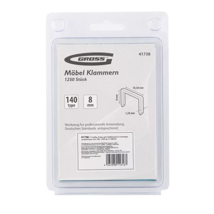 Скобы 8 мм для мебельного степлера усиленные тип 140 1250 шт GROSS 41738 купить в Надыме