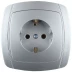 Розетка СВЕТОЗАР "АКЦЕНТ" одинарная в сборе, с заземлением, цвет серебристый металлик, 16А/~250В SV-54205-SM купить в Надыме