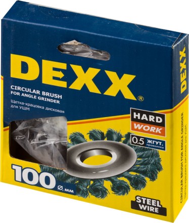 DEXX. Щетка дисковая для УШМ, жгутированная стальная проволока 0,5мм, 100ммх22мм 35100-100 купить в Надыме