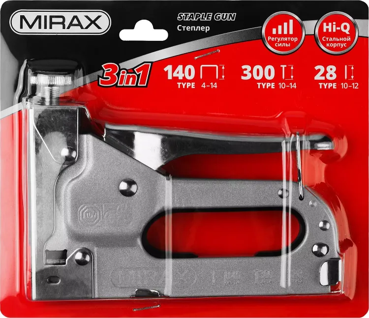 Степлер для скоб 3-в-1: тип 140 (4-14 мм) / 300 (10-14 мм) / 28 (10-12 мм), MIRAX 3146 купить в Надыме