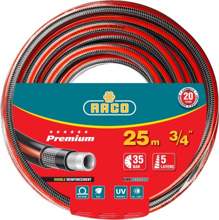 Шланг RACO &quot;PREMIUM&quot; поливочный, 40атм., армированный, 3-х слойный, 3/4&quot;х25м 40300-3/4-25 купить в Надыме