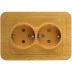 Розетка СВЕТОЗАР "ГАММА" с заземлением, двойная, цвет ольха, 16А/~250В SV-54107-A купить в Надыме