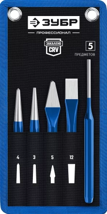 ЗУБР 5 предметов, набор шестигранных зубил и кернеров в чехле, Профессионал (21070-H5) купить в Надыме