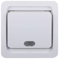 Выключатель СВЕТОЗАР "ГАММА" одноклавишный, с подсветкой, цвет белый, 10А/~250В SV-54131-W