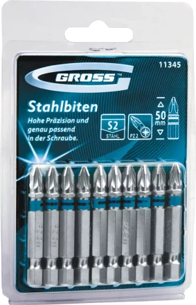 Набор бит РН2х90, сталь S2, 10шт GROSS 11379 купить в Надыме