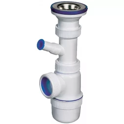 Сифон ЗУБР "ЭКСПЕРТ" колбовый для моек и раковин, выпуск - нержавеющая чашка, отвод для стиральной машины 51817