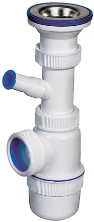 Сифон ЗУБР "ЭКСПЕРТ" колбовый для моек и раковин, выпуск - нержавеющая чашка, отвод для стиральной машины 51817 купить в Надыме