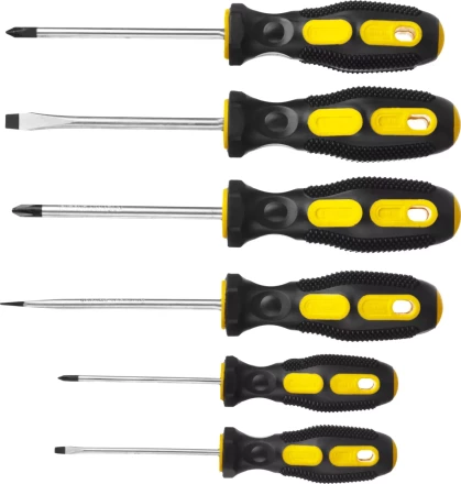Набор STAYER "MASTER": Отвертки слесарные, двухкомпонентная рукоятка, магнитный наконечник, 6шт 2513-H6_z01 купить в Надыме