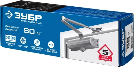 Доводчик дверной ЗУБР "ПРОФЕССИОНАЛ", для дверей массой до 80 кг, цвет белый 37911-80 купить в Надыме