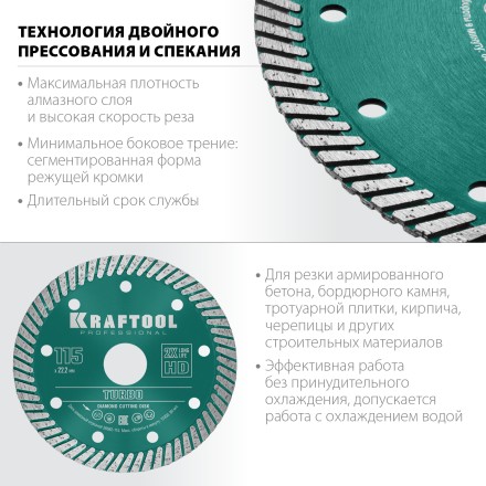 Диск алмазный отрезной для УШМ TURBO 36682-115 купить в Надыме