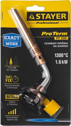 Газовая горелка &quot;ProTerm&quot; на баллон, STAYER &quot;PROFESSIONAL&quot; 55586, регулировка пламени, вихревое пламя, цанговое соединение, 1300С 55586 купить в Надыме