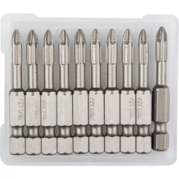 Биты "ЕХPERT" торсионные кованые, обточенные, KRAFTOOL 26123-1-50-10, Cr-Mo сталь, тип хвостовика E 1/4", PZ1, 50мм, 10шт 26123-1-50-10